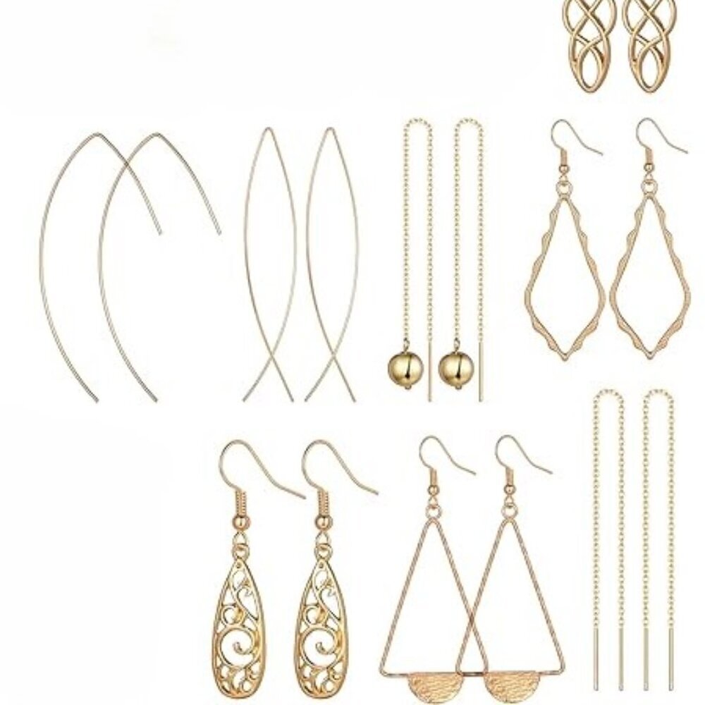 NEW Rosegold/Gold/Silver Tone Fashion Earrings Bundle 17 PAIRS INCLUDED - Picture 2 of 13